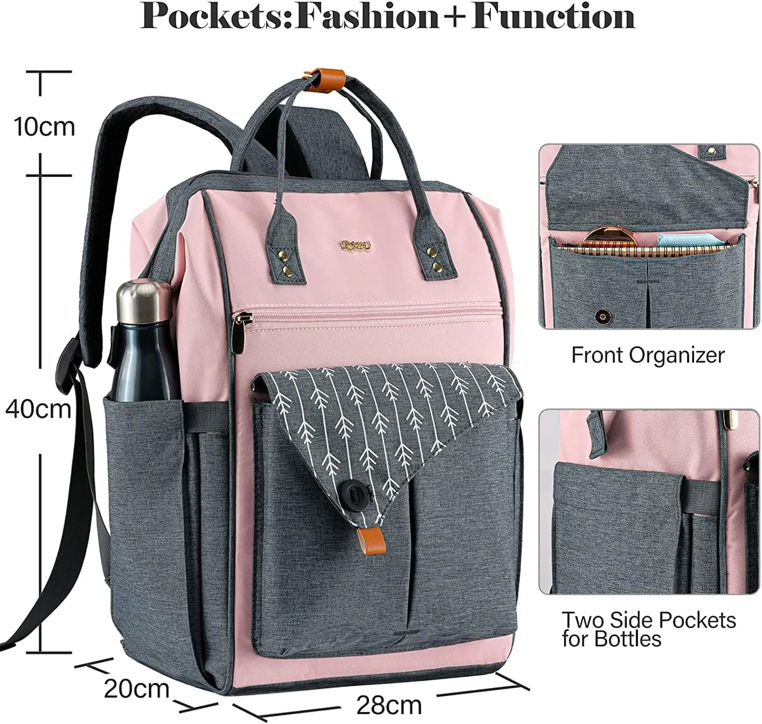 Backpack for Women School Backpack, 15.6 Inch Computer Back Pack with USB Charging Port Travel Bookbag for College Work Business, Gifts for Women Girls