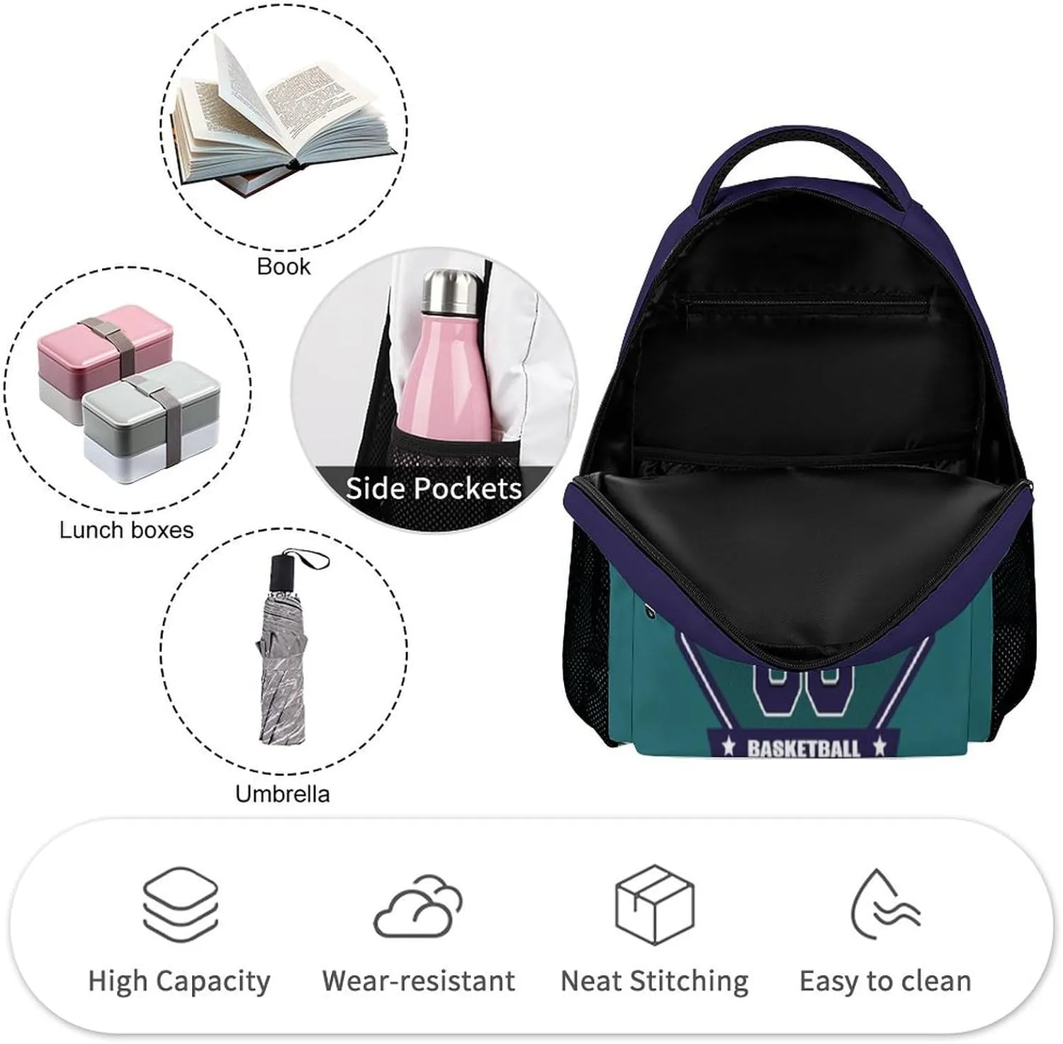Backpack High Capacity Bag Basketball Fans Gifts for Teenager Men Women, Number & Add Name