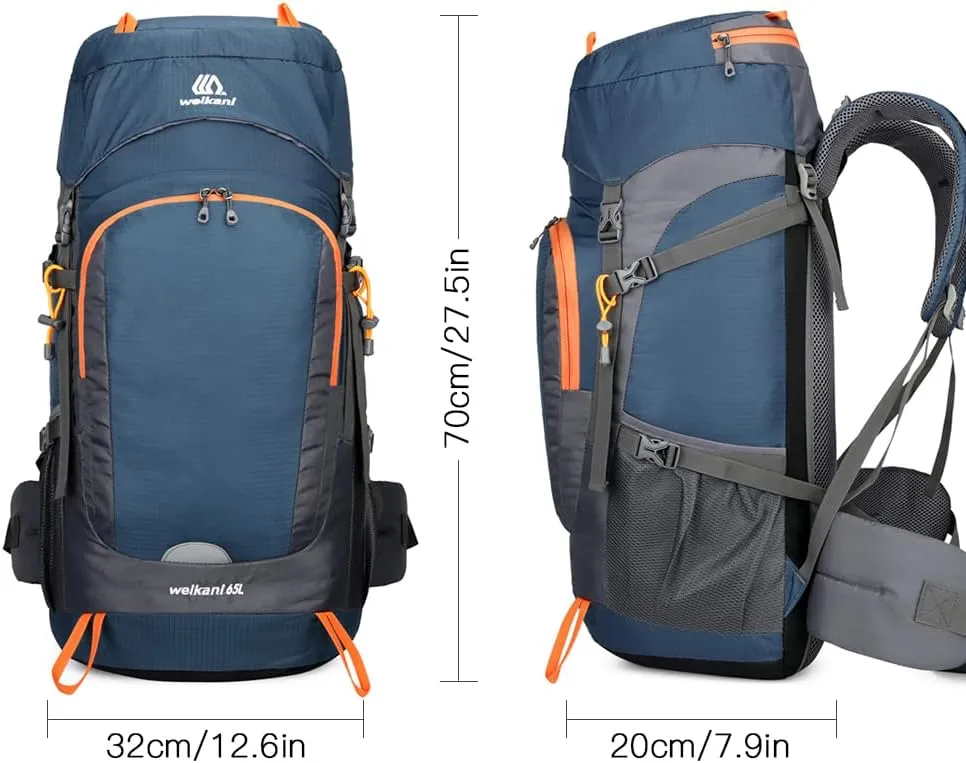 backpack with rain cover, 65L Water-resistant Hiking Backpack with Rain Cover Outdoor Sport Travel Daypack for Camping Climbing Mountaineering