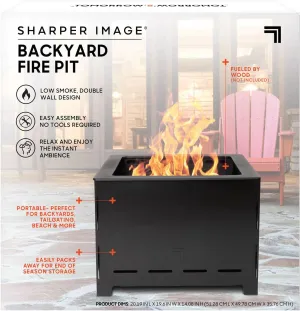 Backyard Collapsible Fire Pit by Sharper Image- 20" Low Smoke, Double Wall, Wood Burning, Portable for Tailgating, Beach, Patio, Compact, Easy Assembly