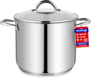 Bakken-Swiss Deluxe 12-Quart Stainless Steel Stockpot w/Tempered Glass See-Through Lid - Simmering Delicious Soups Stews & Induction Cooking - Exceptional Heat Distribution - Heavy-Duty & Food-Grade