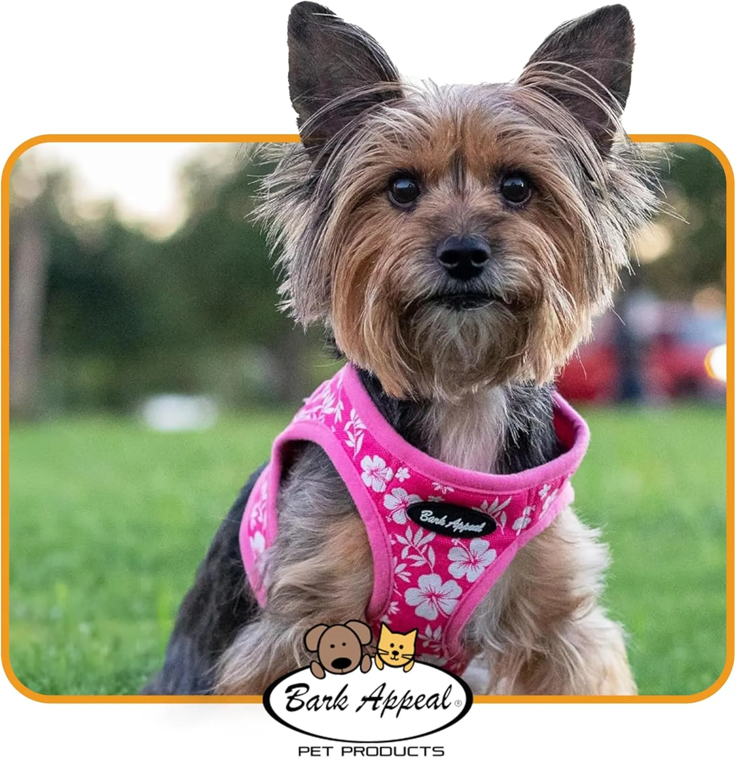 Bark Appeal Yellow Netted Step-in Dog Harness for Small-Medium Pets – Updated Sizing, Remeasuring is Essential – Soft Netted Mesh – Anti-Choke with Adjustable Strap & Heavy Duty Clip – S