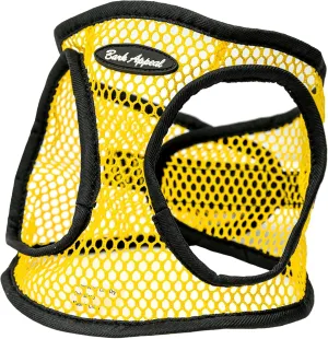 Bark Appeal Yellow Netted Step-in Dog Harness for Small-Medium Pets – Updated Sizing, Remeasuring is Essential – Soft Netted Mesh – Anti-Choke with Adjustable Strap & Heavy Duty Clip – S