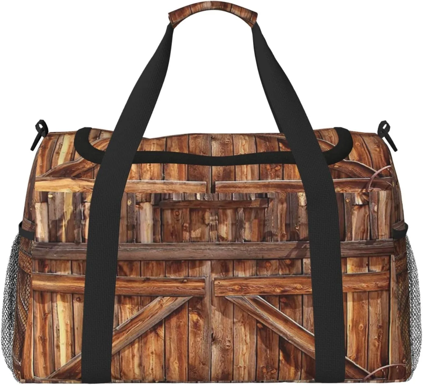 Barn Door Print Hand Travel Bag Large Capacity Slung Bag For Long-Distance Travel, Weekend Trips, And Outdoor Activities