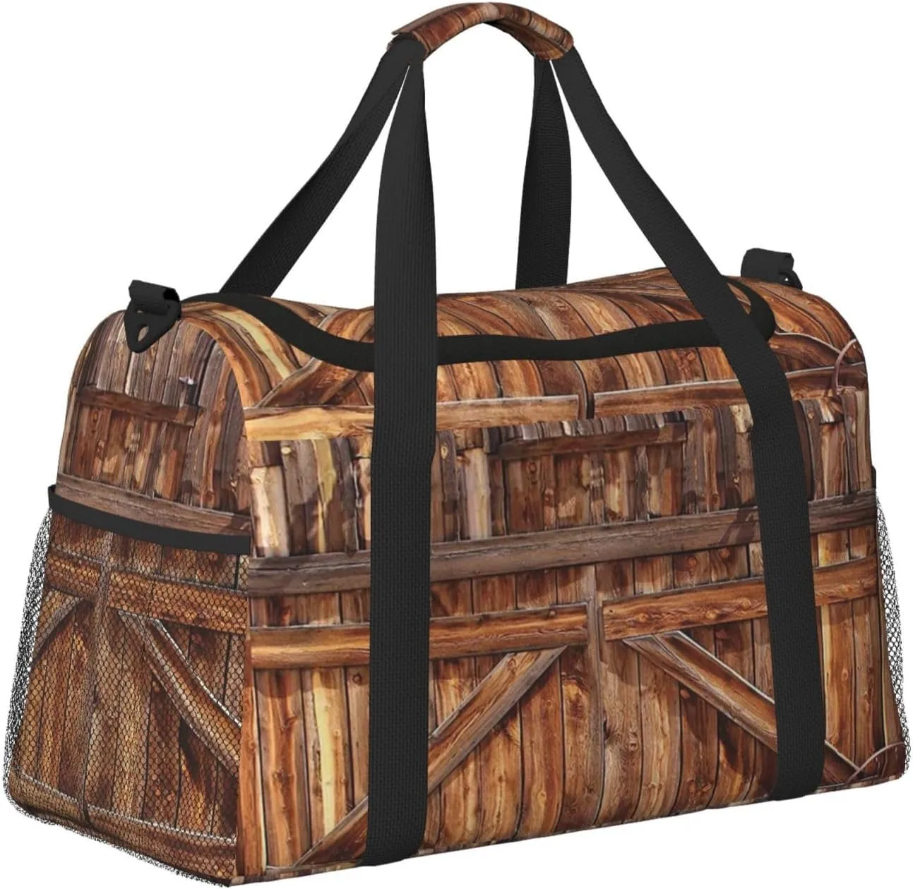 Barn Door Print Hand Travel Bag Large Capacity Slung Bag For Long-Distance Travel, Weekend Trips, And Outdoor Activities