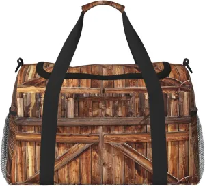 Barn Door Print Hand Travel Bag Large Capacity Slung Bag For Long-Distance Travel, Weekend Trips, And Outdoor Activities
