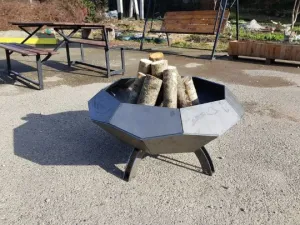 Beautiful Diamond Shape Outdoor Fire Pit | Custom Fabrication Unique High Heat Black Steel Portable Fire Pit Bowl | Made in Canada – Model # WBFP633