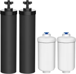 Berkey Water Filter Replacement - 2 Black and 2 Fluoride Filters for Water Purification