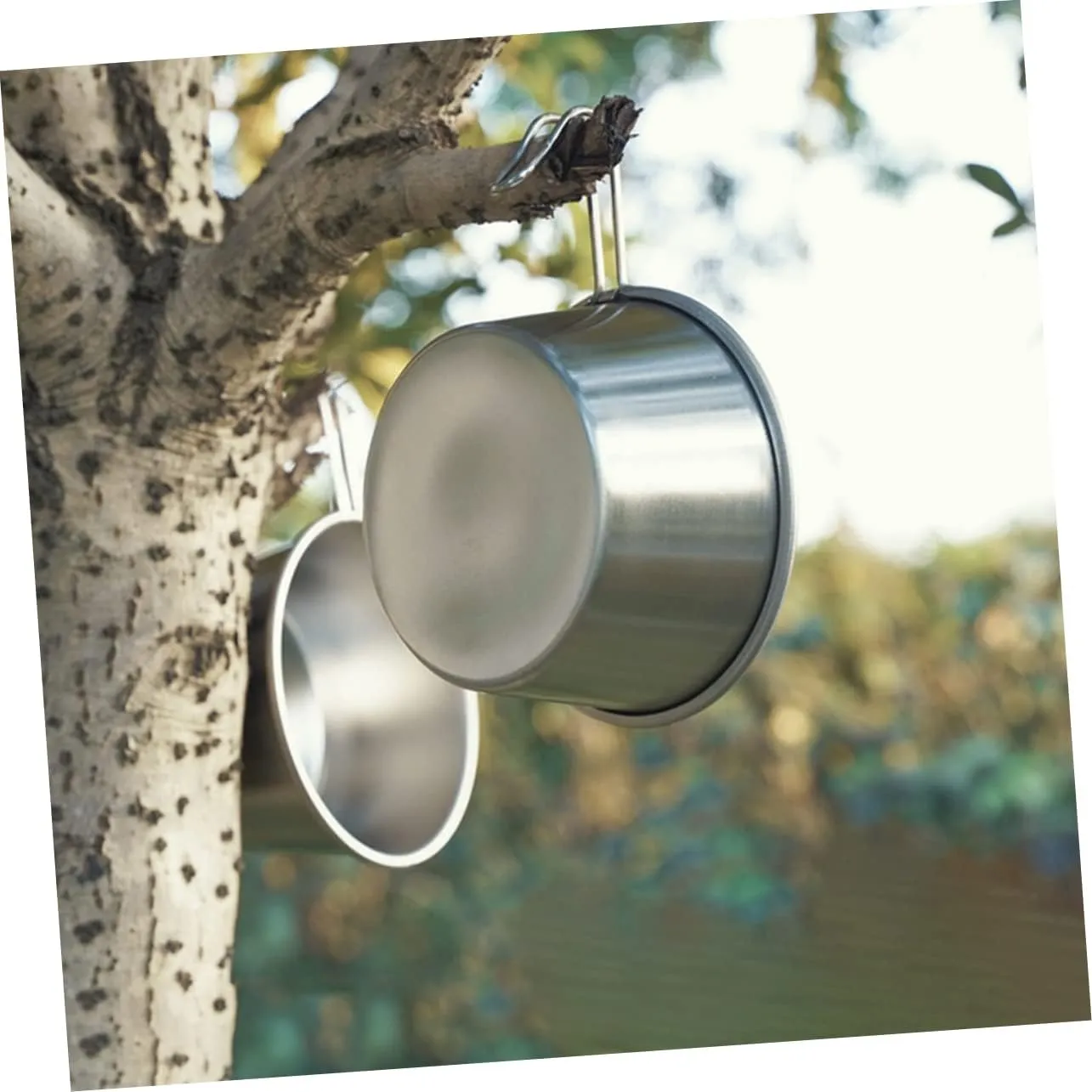 BESPORTBLE 4sets Hollow Handle Stainless Steel Camping Cup with Bag Lightweight Outdoor Cookware Portable Soup Bowl with Scale Line Safe Smooth Edges for Hiking and Picnics