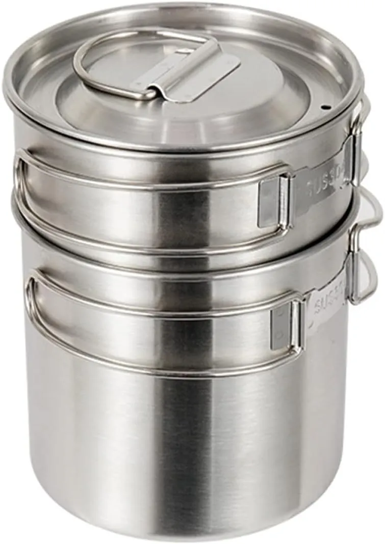 BESPORTBLE Large Capacity Stainless Steel Cup Set Camping Cookware Folding Handle Cup for Hiking