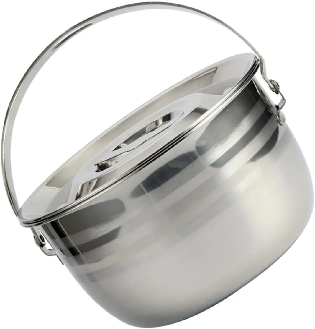 BESPORTBLE Portable Cooking Pot Practical Stew Soup Pot Stainless Steel Lightweight Easy to Clean Sturdy for Camping