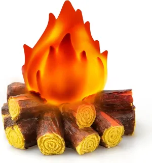 Bestview Artificial Fake Campfire Night Light, 3D LED Fake Fire Pit Firewood Lamp with Realistic Log Flameless Candle Battery Operated, Halloween Christmas Campfire Party Decorations