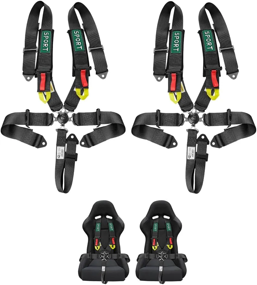 BESTZHEYU 5-Point Racing Safety Harness Set SFI with Ultra Comfort Heavy Duty Shoulder Pads