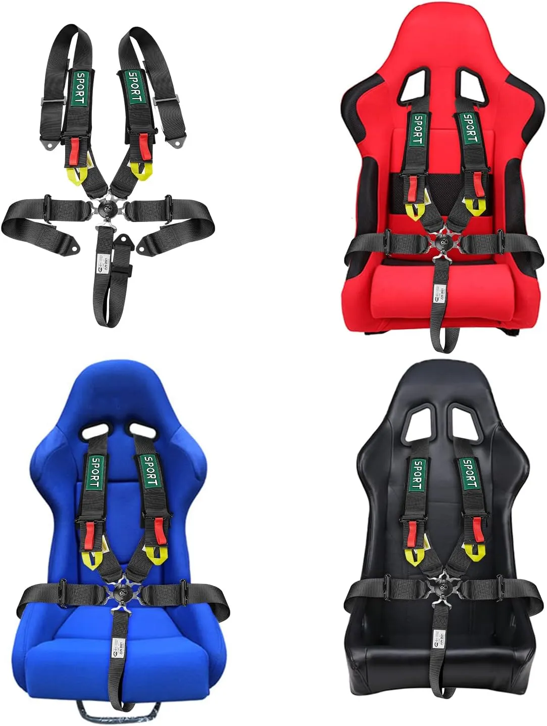 BESTZHEYU 5-Point Racing Safety Harness Set SFI with Ultra Comfort Heavy Duty Shoulder Pads