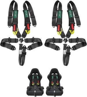 BESTZHEYU 5-Point Racing Safety Harness Set SFI with Ultra Comfort Heavy Duty Shoulder Pads