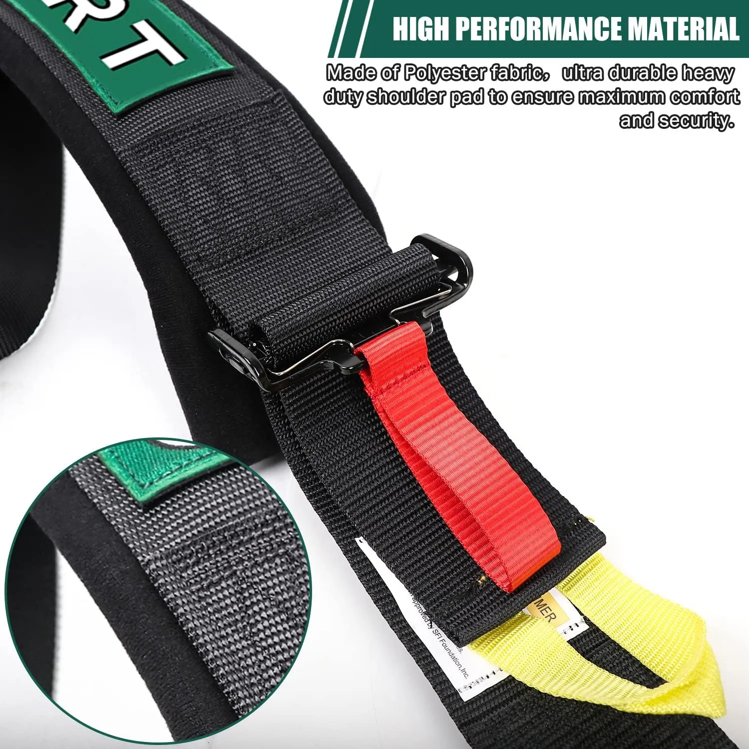 BESTZHEYU 5-Point Racing Safety Harness Set SFI with Ultra Comfort Heavy Duty Shoulder Pads