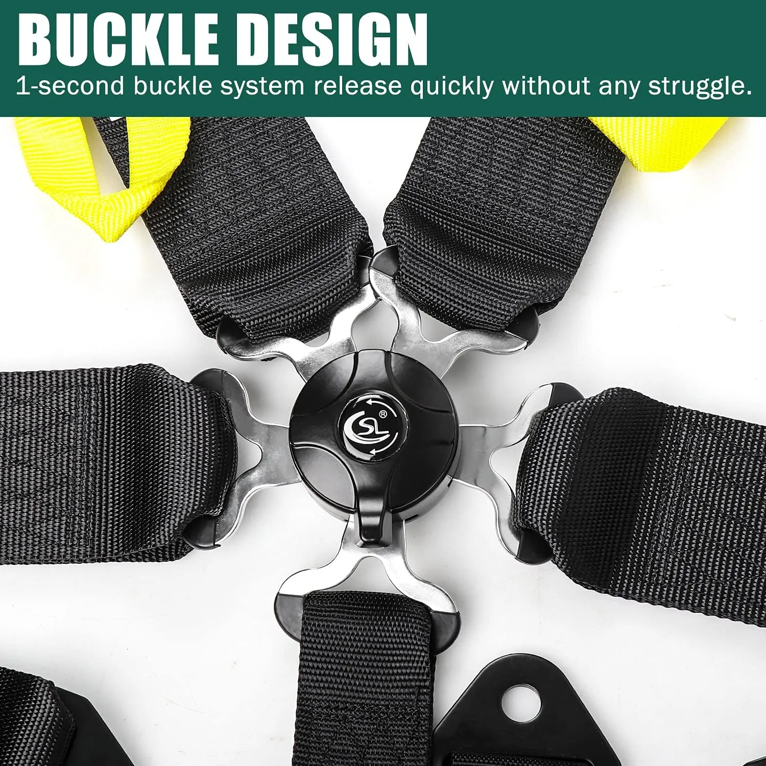 BESTZHEYU 5-Point Racing Safety Harness Set SFI with Ultra Comfort Heavy Duty Shoulder Pads