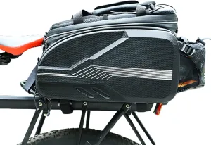 Bicycle camel bag,Multifunction Hard shell rainproof rear shelf bag mountain bike tail bag camera bag Shoulder bag outdoor riding equipment,Black