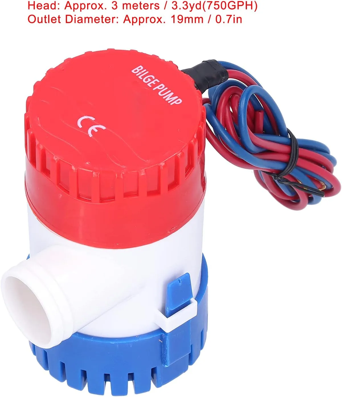 Bilge Pump Semi Automatic Electric Submersible Marine Water Pump Accessories for Ponds, Pools, Boat, Yacht (DC12V 750GPH)