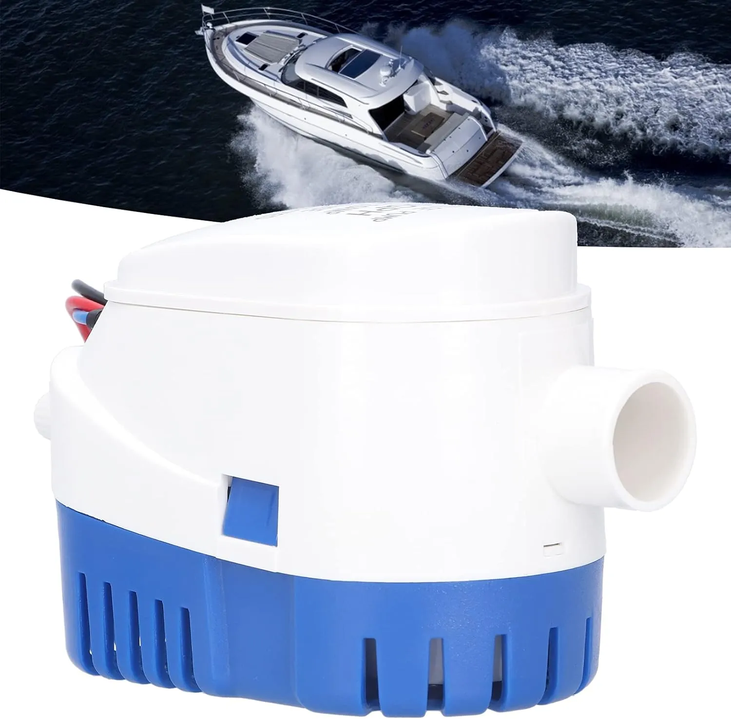 Bilge Submersible Pump, Electric Automatic Water Pump, Made of sturdy ABS, for Drainage and Ship Power, Wide Application in Sewage Treatment, Water Purification (DC24V 750GPH)