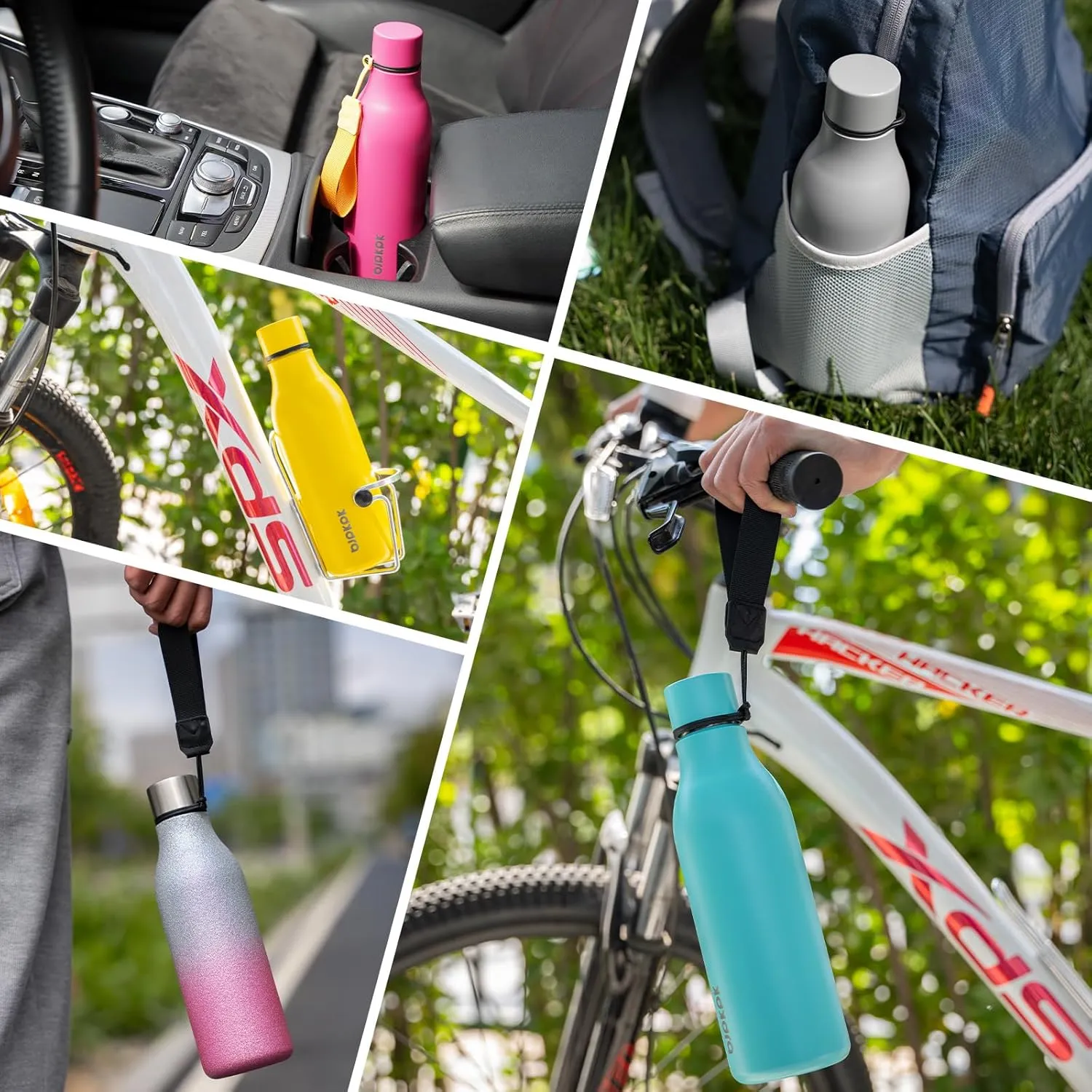 BJPKPK Insulated Water Bottles, 12oz Stainless Steel Metal Water Bottle with Strap, BPA Free Leak Proof Thermos, Mugs, Flasks, Reusable Water Bottle for Sports & Travel, Blossom