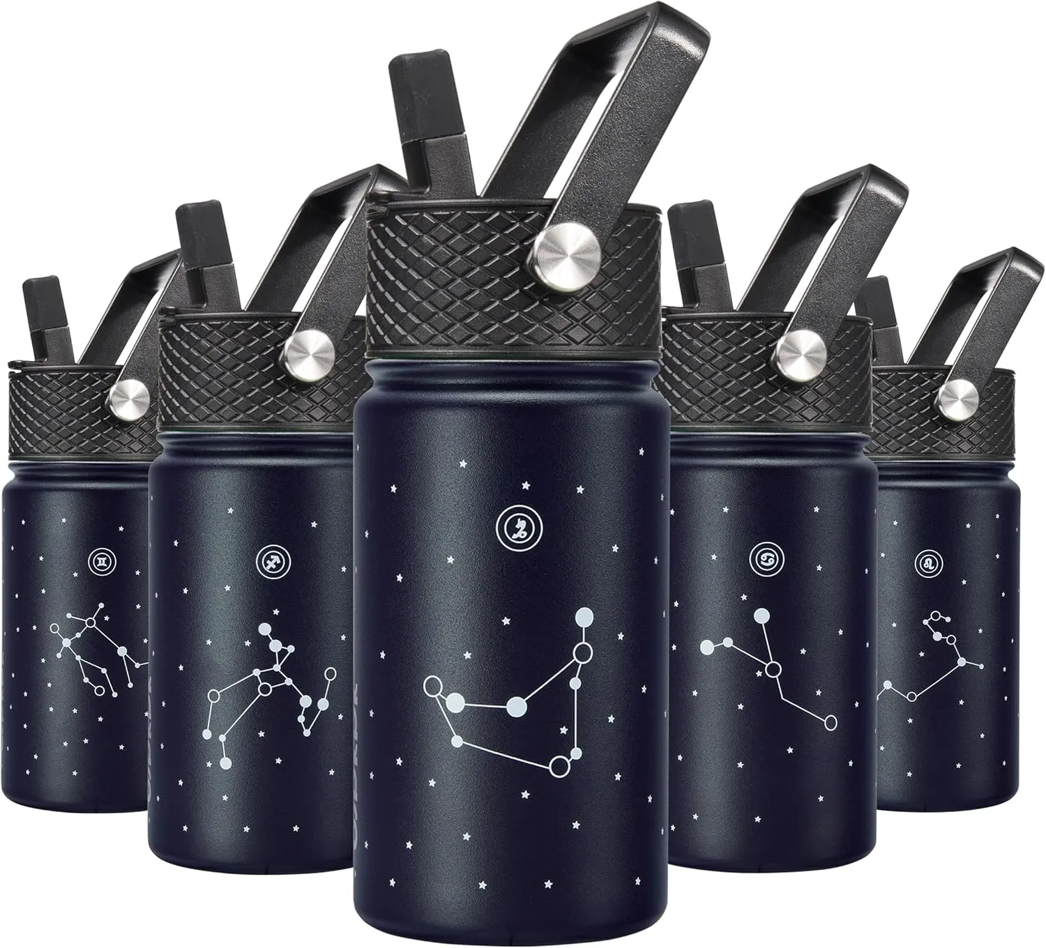 BJPKPK Water Bottle with Straw Lid, 15 oz Insulated Water Bottle, Stainless Steel Metal Water Bottles, Reusable Leak Proof BPA Free Thermos, Flask, Cups,Constellation-Capricornus