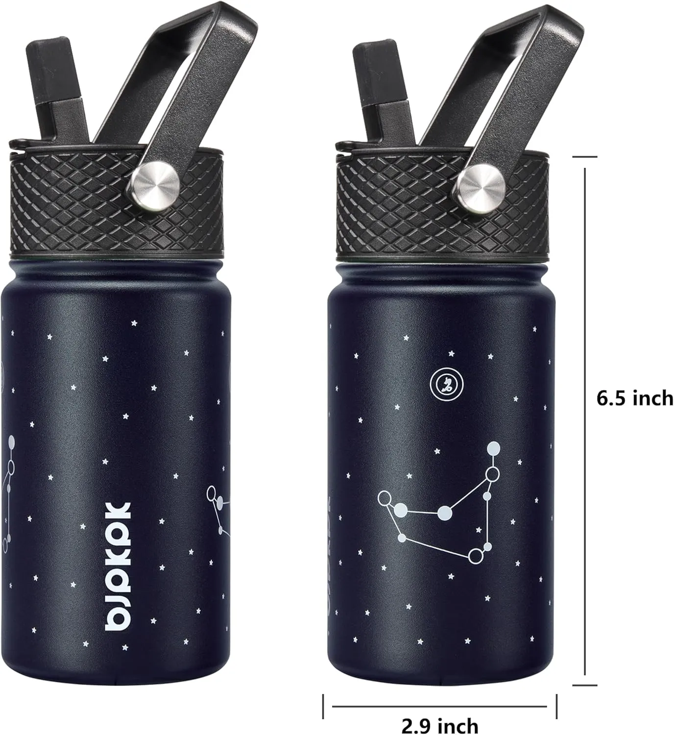 BJPKPK Water Bottle with Straw Lid, 15 oz Insulated Water Bottle, Stainless Steel Metal Water Bottles, Reusable Leak Proof BPA Free Thermos, Flask, Cups,Constellation-Capricornus