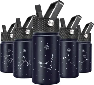 BJPKPK Water Bottle with Straw Lid, 15 oz Insulated Water Bottle, Stainless Steel Metal Water Bottles, Reusable Leak Proof BPA Free Thermos, Flask, Cups,Constellation-Capricornus