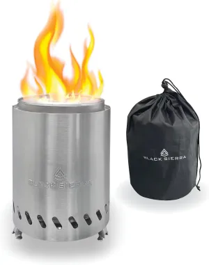 Black Sierra Tabletop Smokeless 7" Firepit, Mini Firepit Burns Wood Pellets, Stainless Steel for Camping, Outdoor & Patio, Wood Burning Portable Bonfire Perfect for Smore's