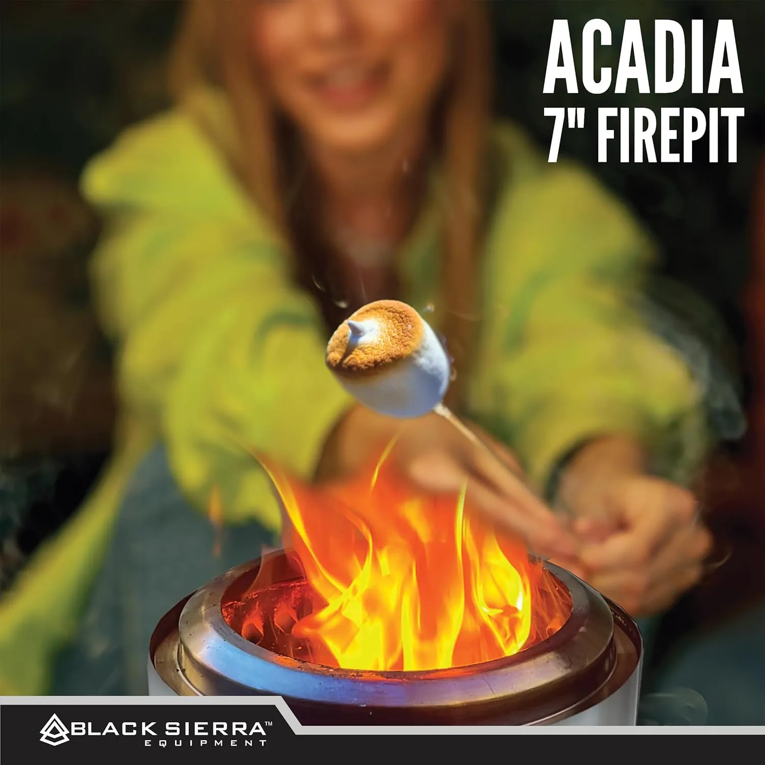 Black Sierra Tabletop Smokeless 7" Firepit, Mini Firepit Burns Wood Pellets, Stainless Steel for Camping, Outdoor & Patio, Wood Burning Portable Bonfire Perfect for Smore's