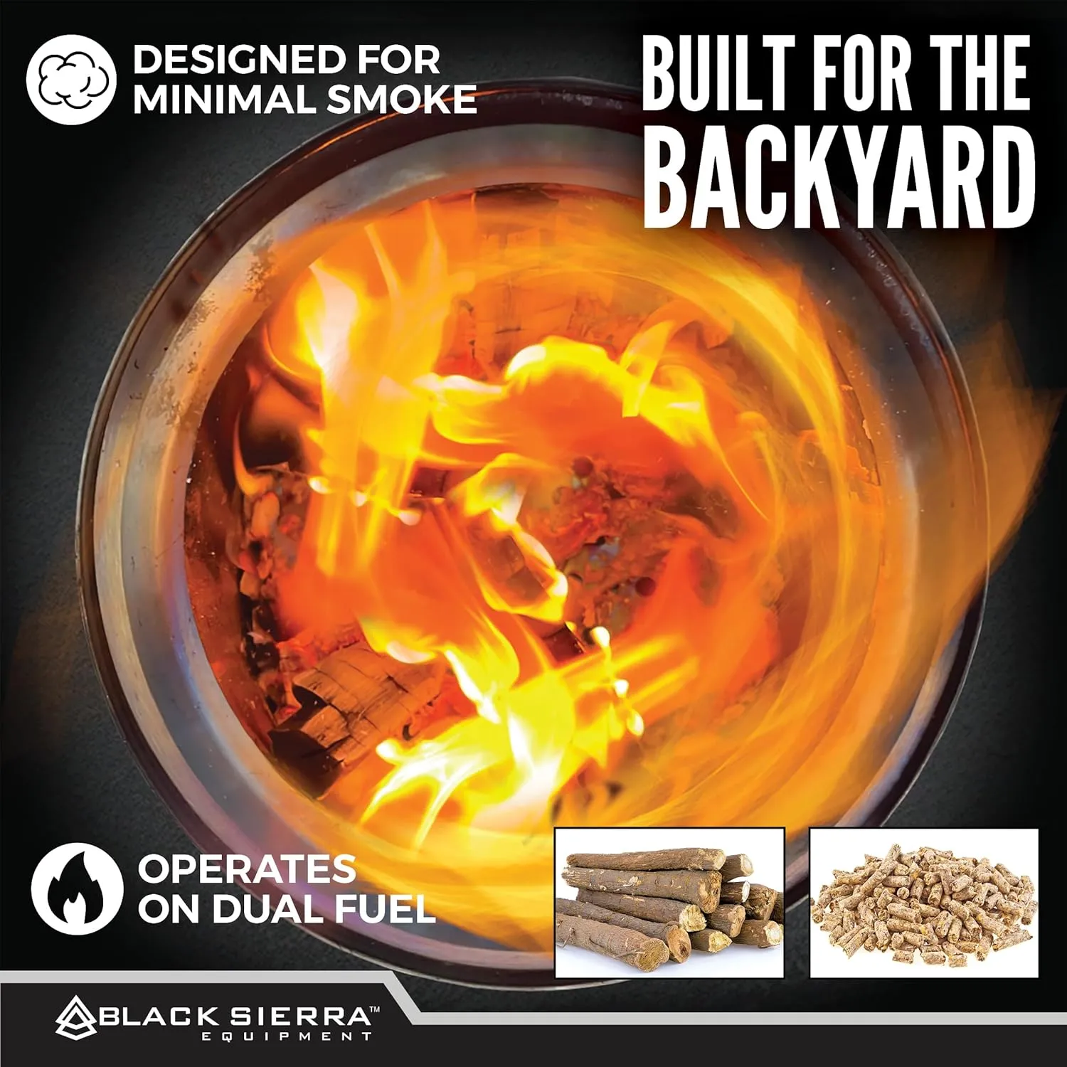 Black Sierra Tabletop Smokeless 7" Firepit, Mini Firepit Burns Wood Pellets, Stainless Steel for Camping, Outdoor & Patio, Wood Burning Portable Bonfire Perfect for Smore's