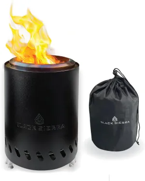 Black Sierra Tabletop Smokeless 7" Firepit, Mini Firepit Burns Wood Pellets, Stainless Steel for Camping, Outdoor & Patio, Wood Burning Portable Bonfire Perfect for Smore's