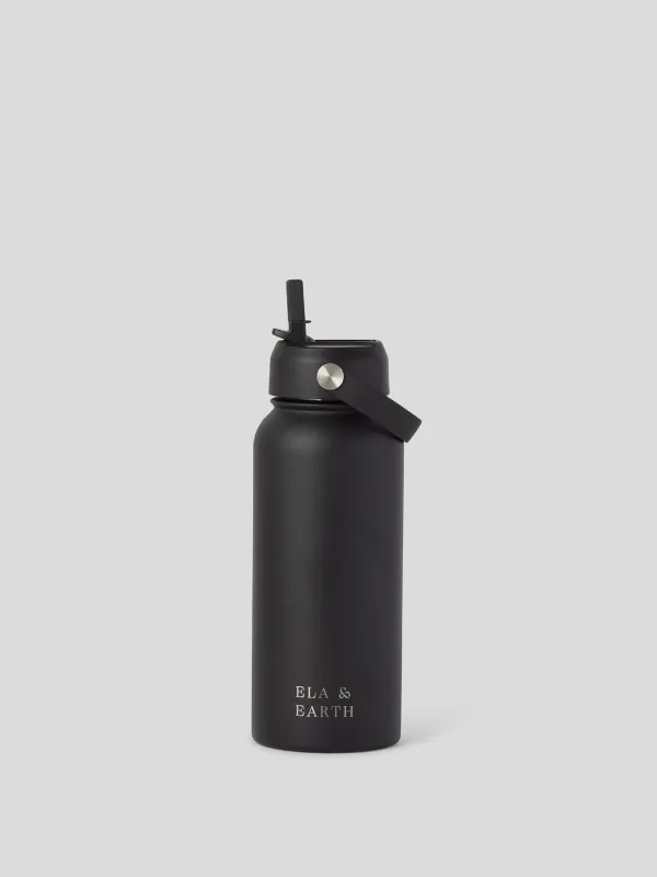 Black - Water Bottle Bag & 1 Litre Water Bottle Set
