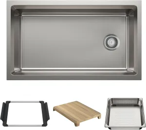 BLANCO 443300 Inteos 33" Single Bowl Reversible Undermount Stainless Steel Workstation Kitchen Sink
