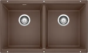 BLANCO 516323 Equal Cafe Precis Silgranit 50/50 Double Bowl Undermount Kitchen Sink, Café Brown