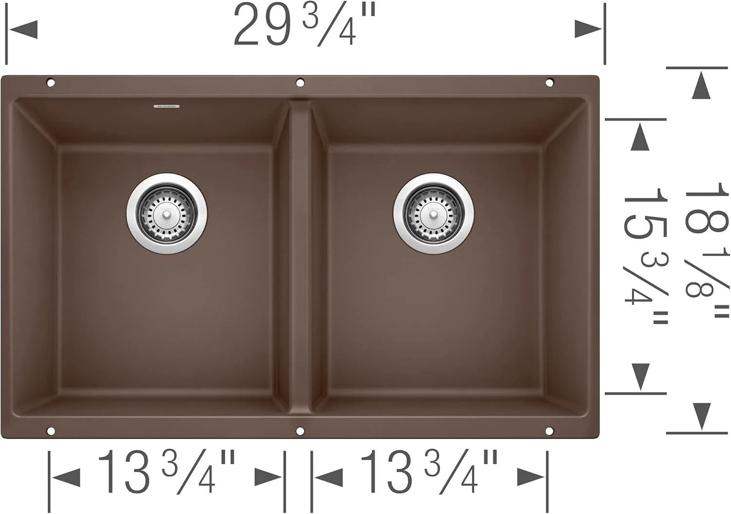 BLANCO 516323 Equal Cafe Precis Silgranit 50/50 Double Bowl Undermount Kitchen Sink, Café Brown