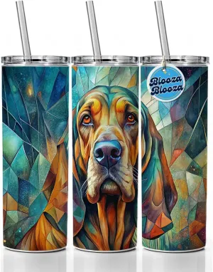 Bloodhound Dog Abstract Art Skinny Tumbler 20oz with Straw Insulated Water Bottle Gift