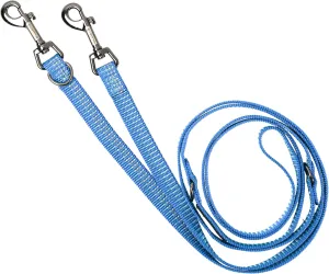 Blue-9 Reflective Multi-Function Dog Leash, Double Attachment Adjustable Lead for Obedience Training and Running, 6 Feet, Made in The USA, Small/Medium, Blue