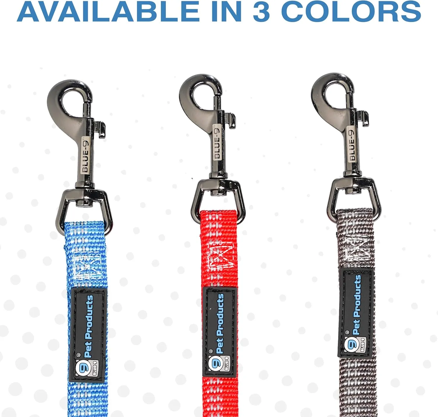 Blue-9 Reflective Multi-Function Dog Leash, Double Attachment Adjustable Lead for Obedience Training and Running, 6 Feet, Made in The USA, Small/Medium, Blue