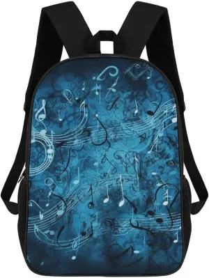 Blue Musical Notes Backpack, Laptop Backpack for Men, 17 Inch Travel Hiking Daypack, Casual Backpack