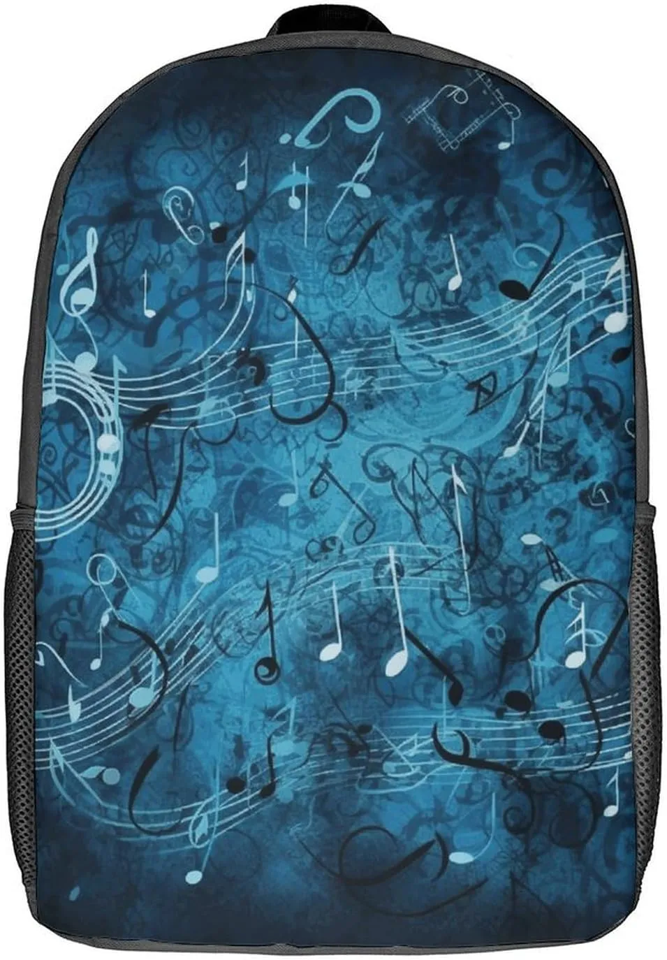 Blue Musical Notes Backpack, Laptop Backpack for Men, 17 Inch Travel Hiking Daypack, Casual Backpack