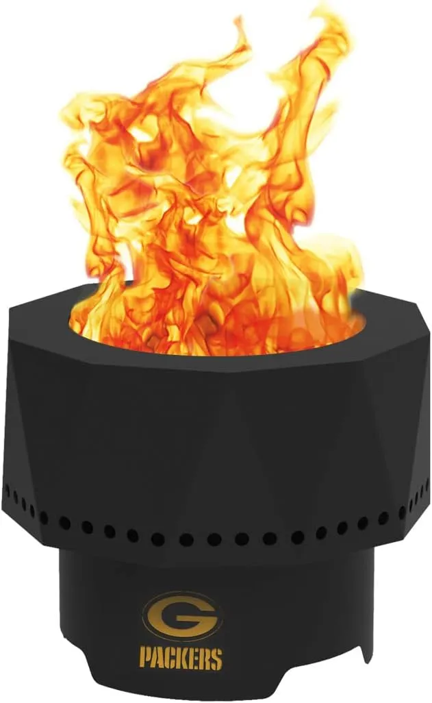 Blue Sky Outdoor Living NFL Jacksonville Jaguars Ridge Portable Steel Smokeless Fire Pit with Carrying Bag & Spark Screen Kit, Firewood & Wood Pellet