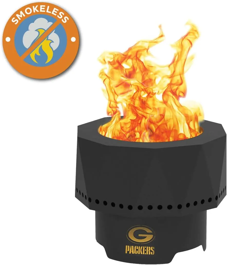 Blue Sky Outdoor Living NFL Jacksonville Jaguars Ridge Portable Steel Smokeless Fire Pit with Carrying Bag & Spark Screen Kit, Firewood & Wood Pellet