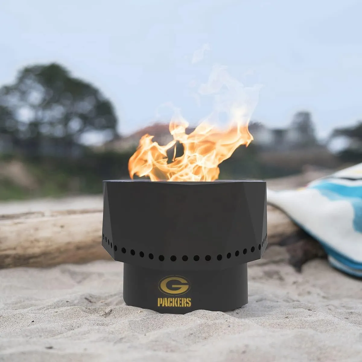 Blue Sky Outdoor Living NFL Jacksonville Jaguars Ridge Portable Steel Smokeless Fire Pit with Carrying Bag & Spark Screen Kit, Firewood & Wood Pellet