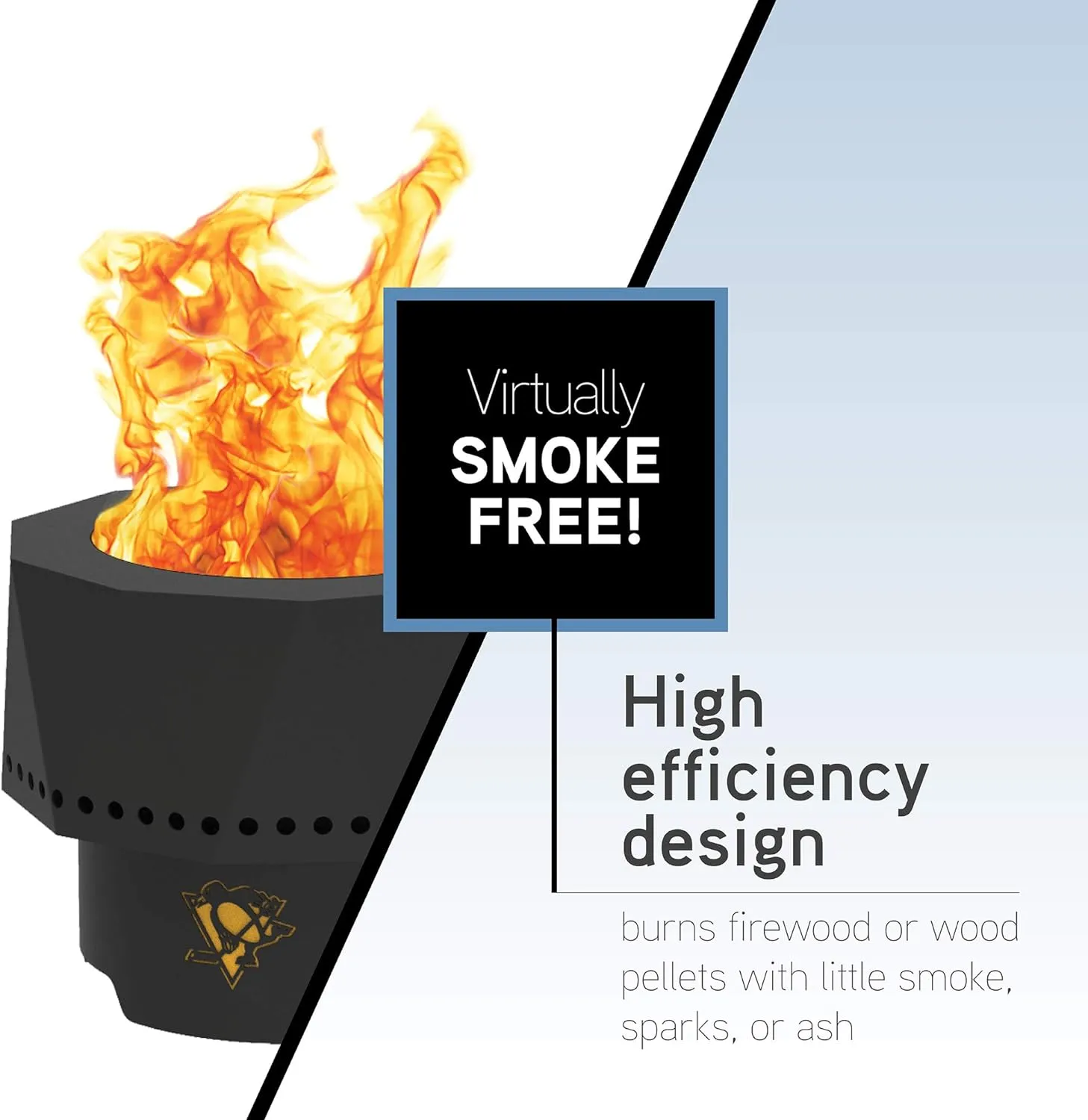 Blue Sky Outdoor Living NHL San Jose Sharks Ridge Portable Steel Smokeless Fire Pit with Carrying Bag, Firewood and/or Wood Pellet Burning
