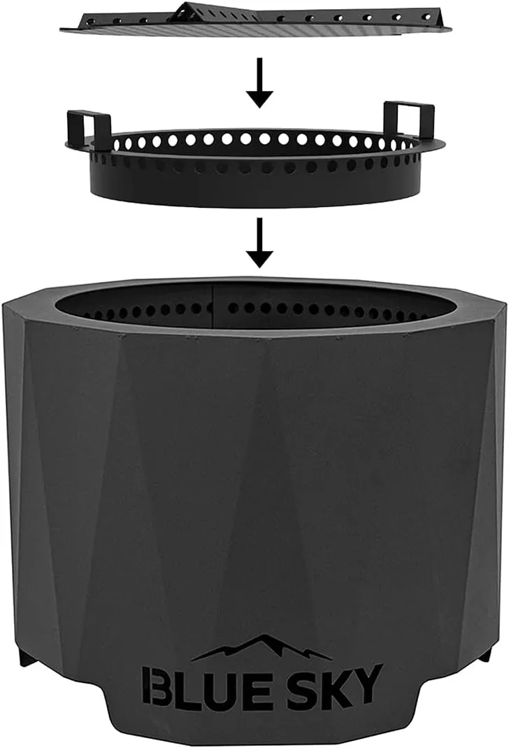 Blue Sky Outdoor Living Peak Smokeless Patio Fire Pit, Portable Fire Pit with Lift-Out Ash Catch, Black