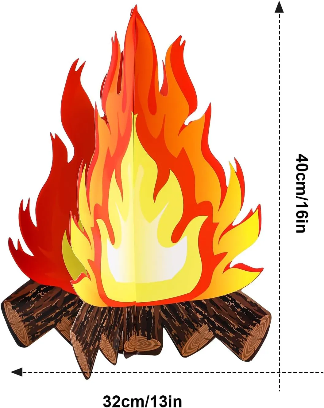 Boao 6 Set 16 x 13 Inch Fake Fire Fake Flame Camping Decoration 3D Cardboard Campfire Centerpiece Artificial Flames Campfire Party Decoration or Camp Bachelorette Thanksgiving Christmas Party