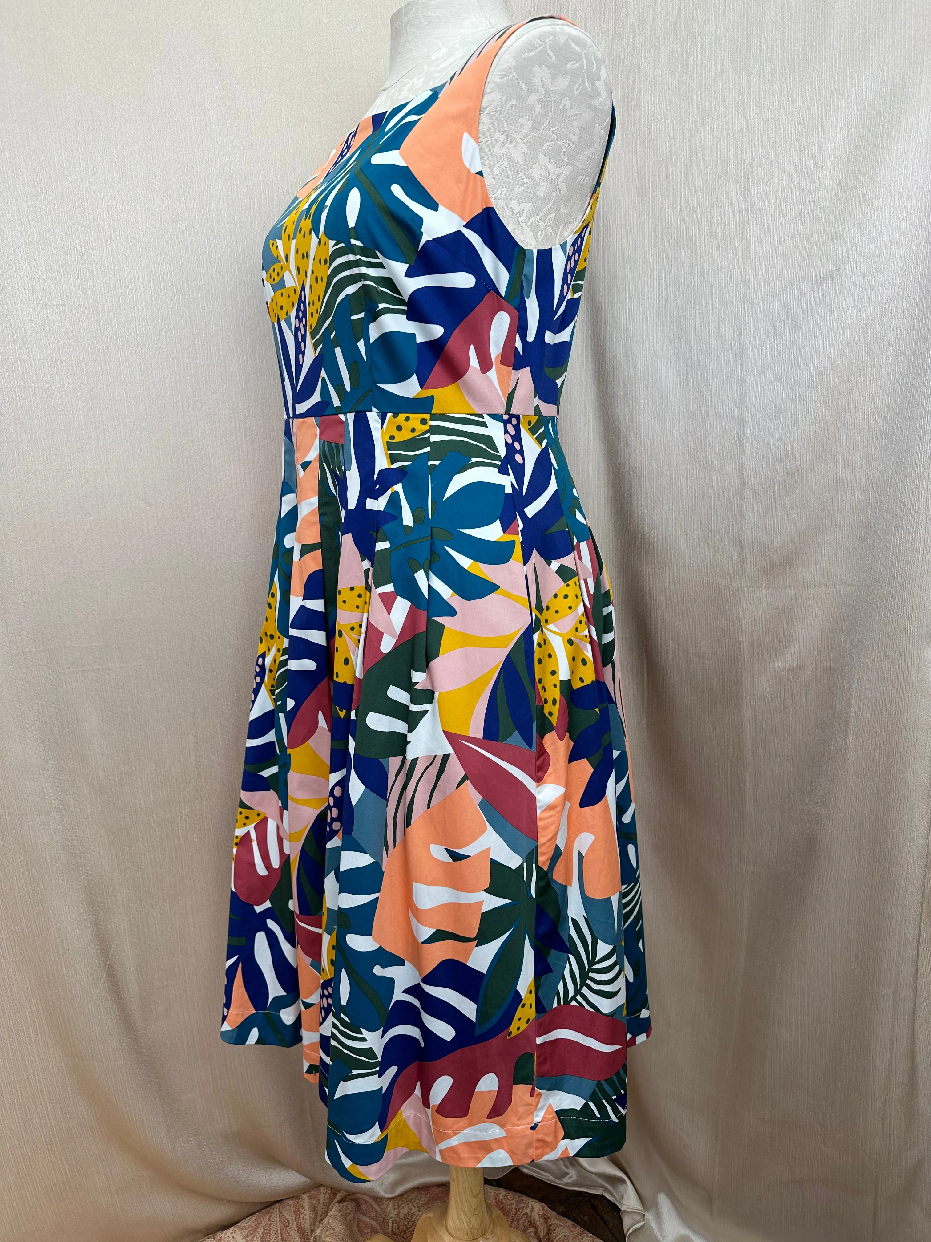 BODEN multicolor Tropical Floral Sleeveless Fit & Flare Aubrey Dress - US 12P