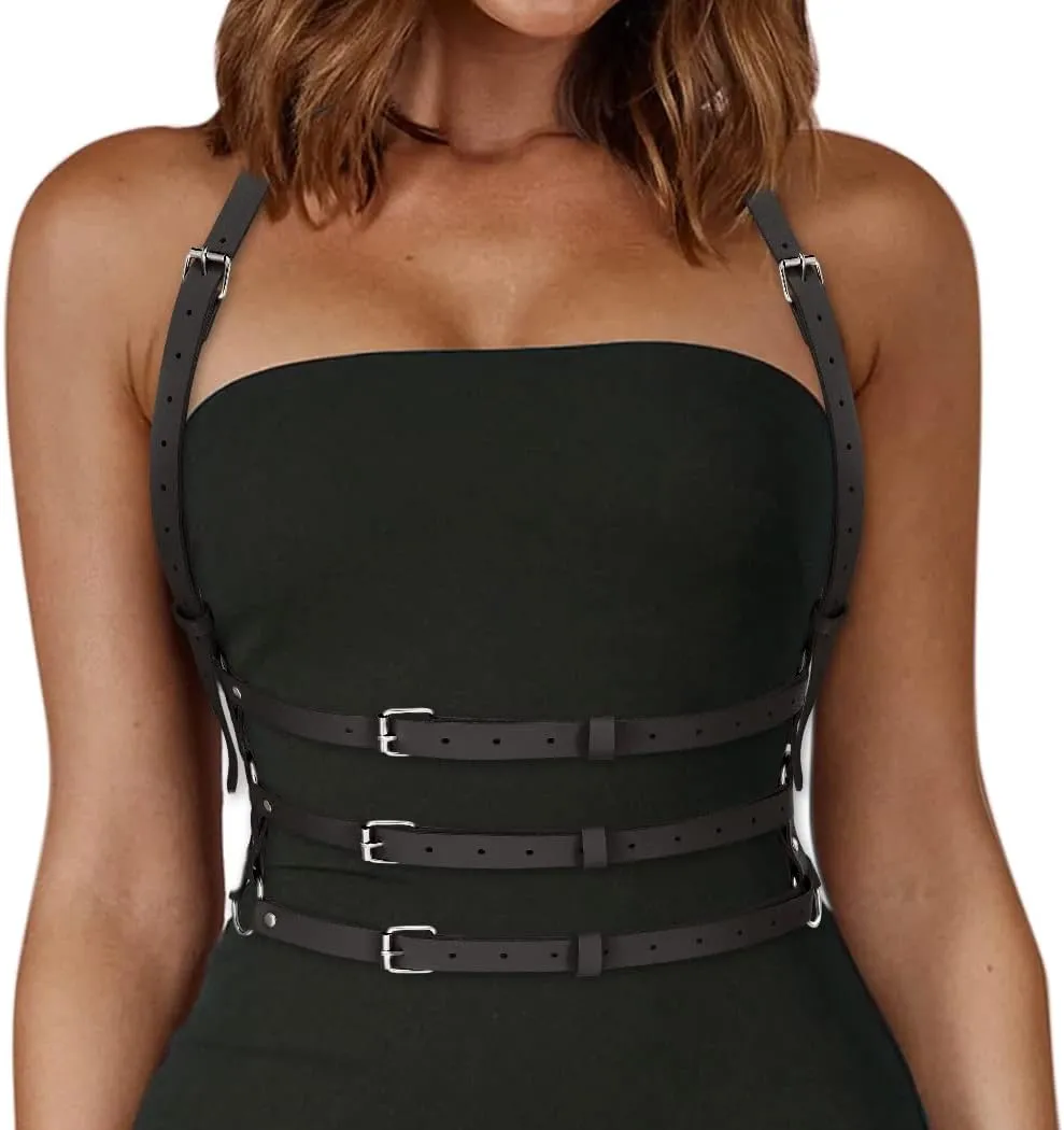 BODIY Plus Size Harness Punk Leather Harness Belts Women Fashion Rave Body Harness