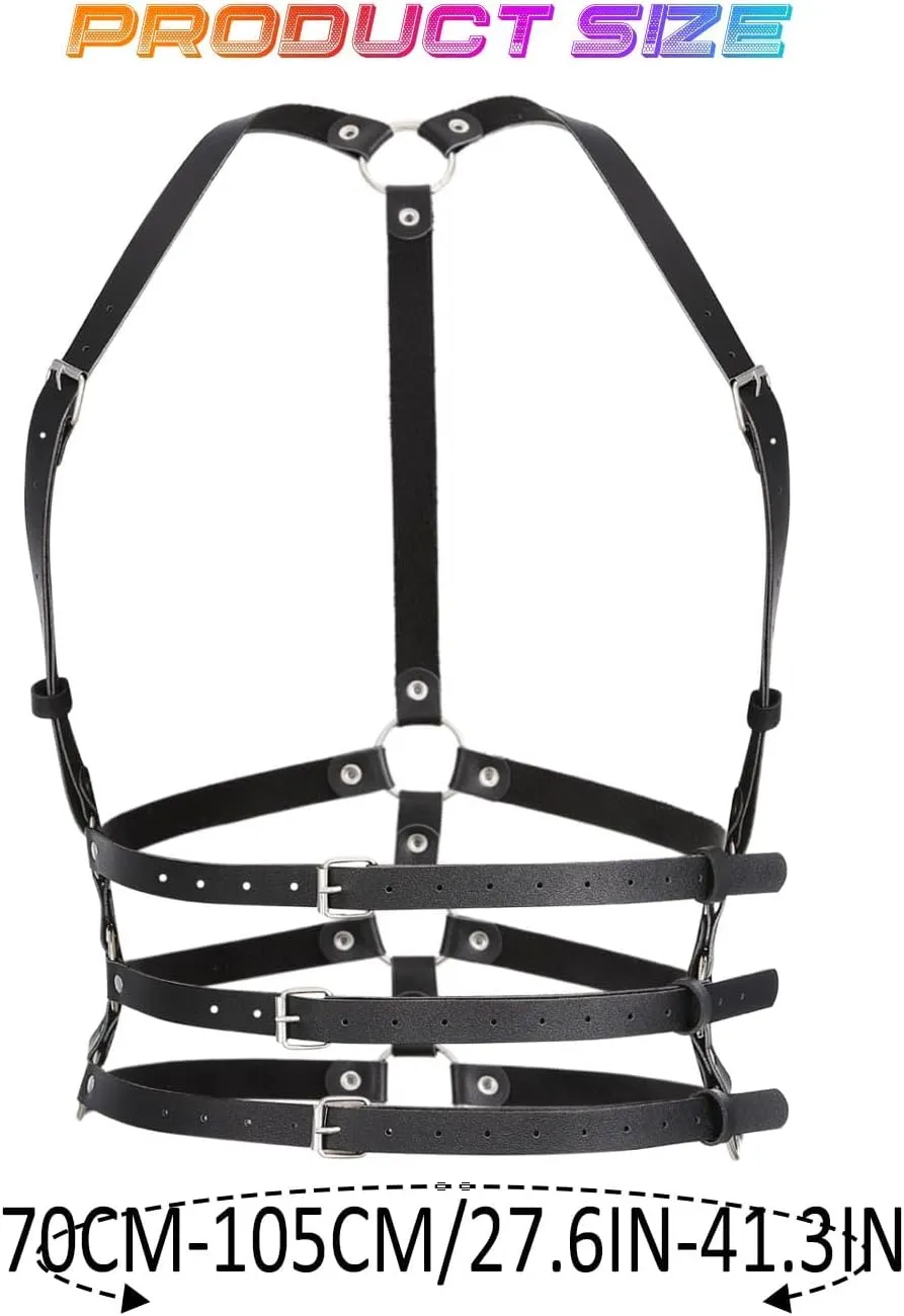 BODIY Plus Size Harness Punk Leather Harness Belts Women Fashion Rave Body Harness